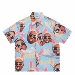 Men's Graphic Casual Button Down Shirt - Blue